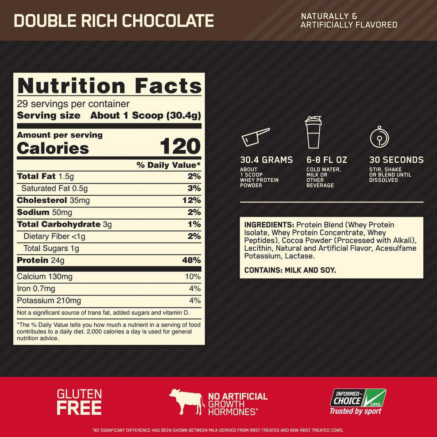Gold Standard Whey Protein - 1.5LB - 22 Servings / Double Rich Chocolate