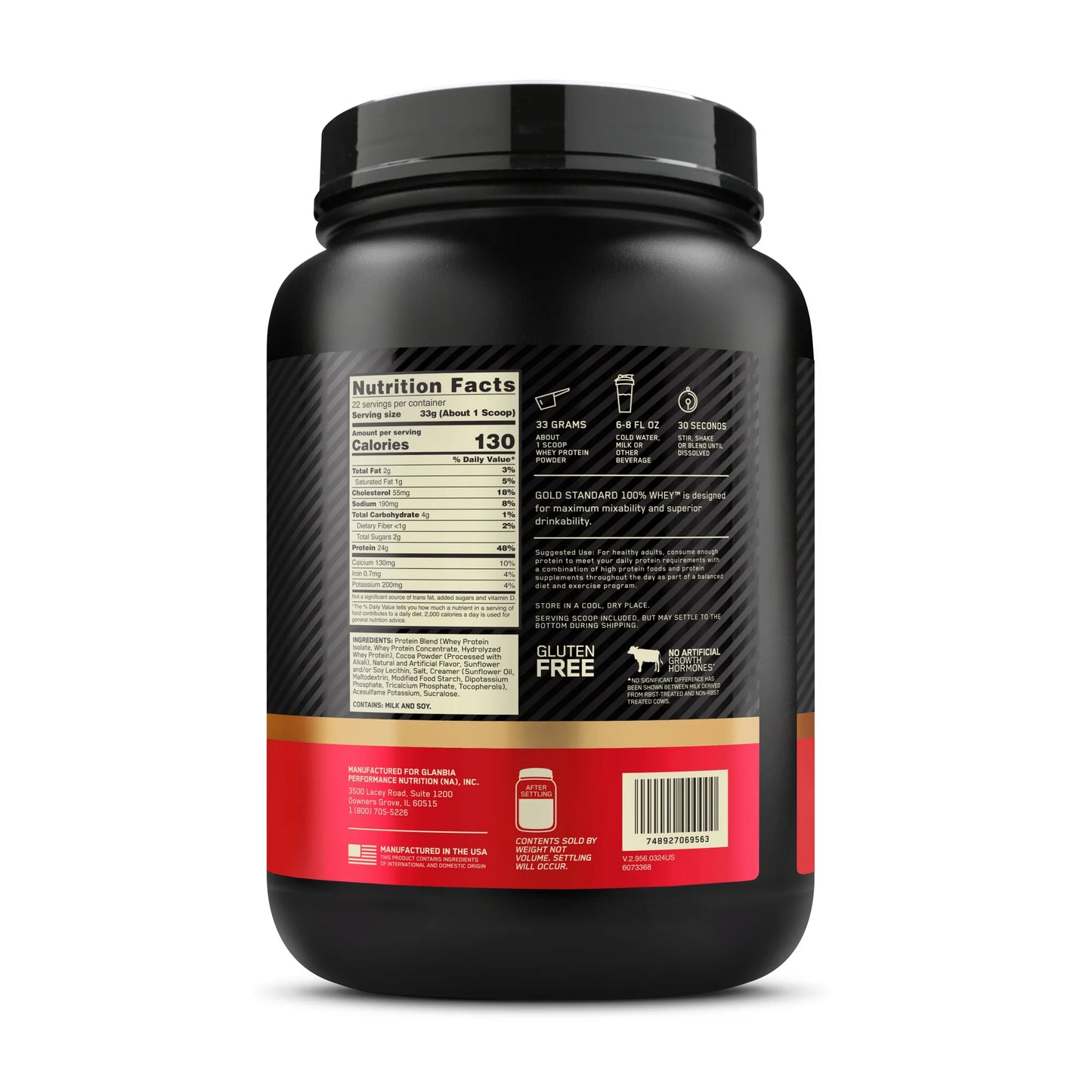 Gold Standard Whey Protein -1.5LB - 22 Servings / Chocolate Peanut Butter
