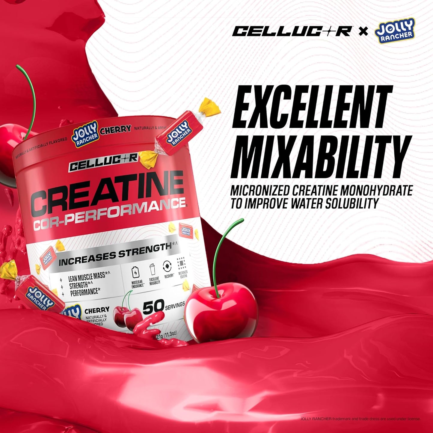 JOLLY RANCHER Flavored COR-Performance® Creatine Monohydrate Powder - 50 Servings / Cherry