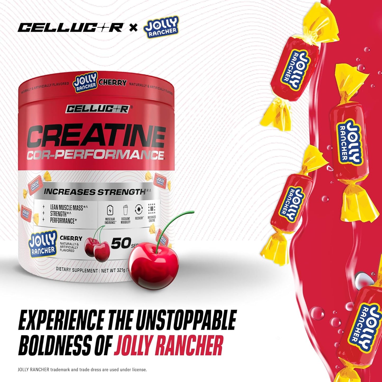 JOLLY RANCHER Flavored COR-Performance® Creatine Monohydrate Powder - 50 Servings / Cherry