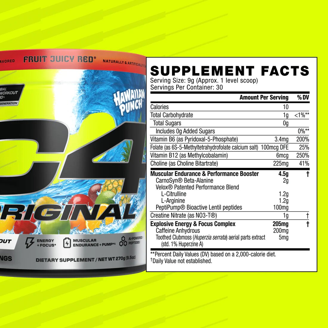 C4 Original Pre Workout - 30 Servings / Hawaiian Punch Fruit Juicy Red
