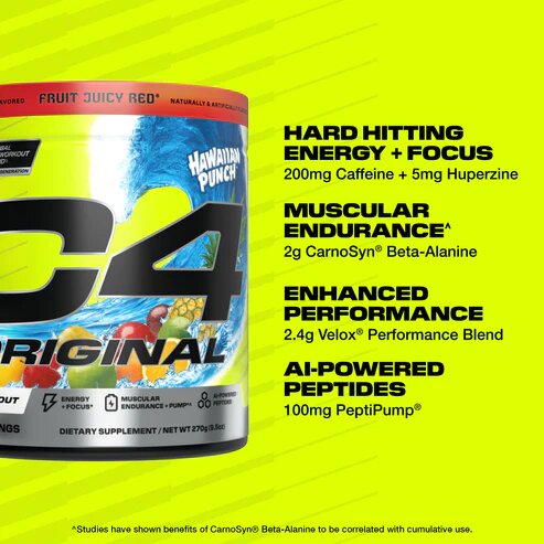 C4 Original Pre Workout - 30 Servings / Hawaiian Punch Fruit Juicy Red