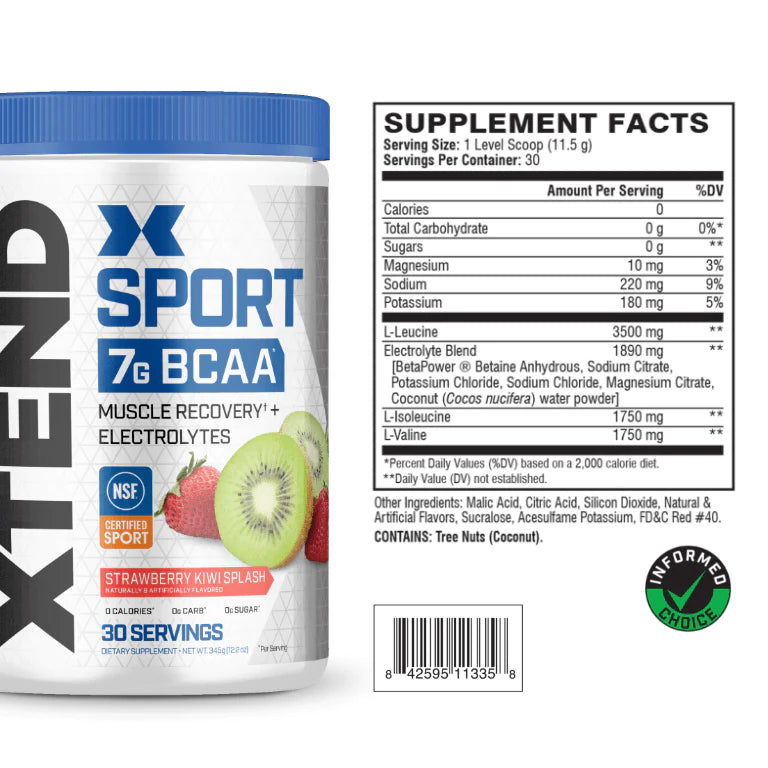 XTEND Sport BCAA Powder - 30 Servings / Strawberry Kiwi Splash