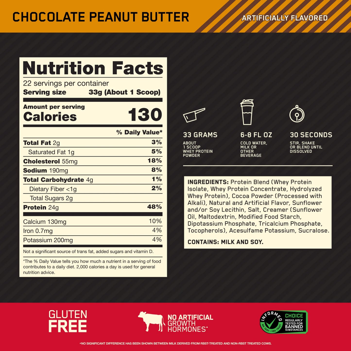 Gold Standard Whey Protein -1.5LB - 22 Servings / Chocolate Peanut Butter