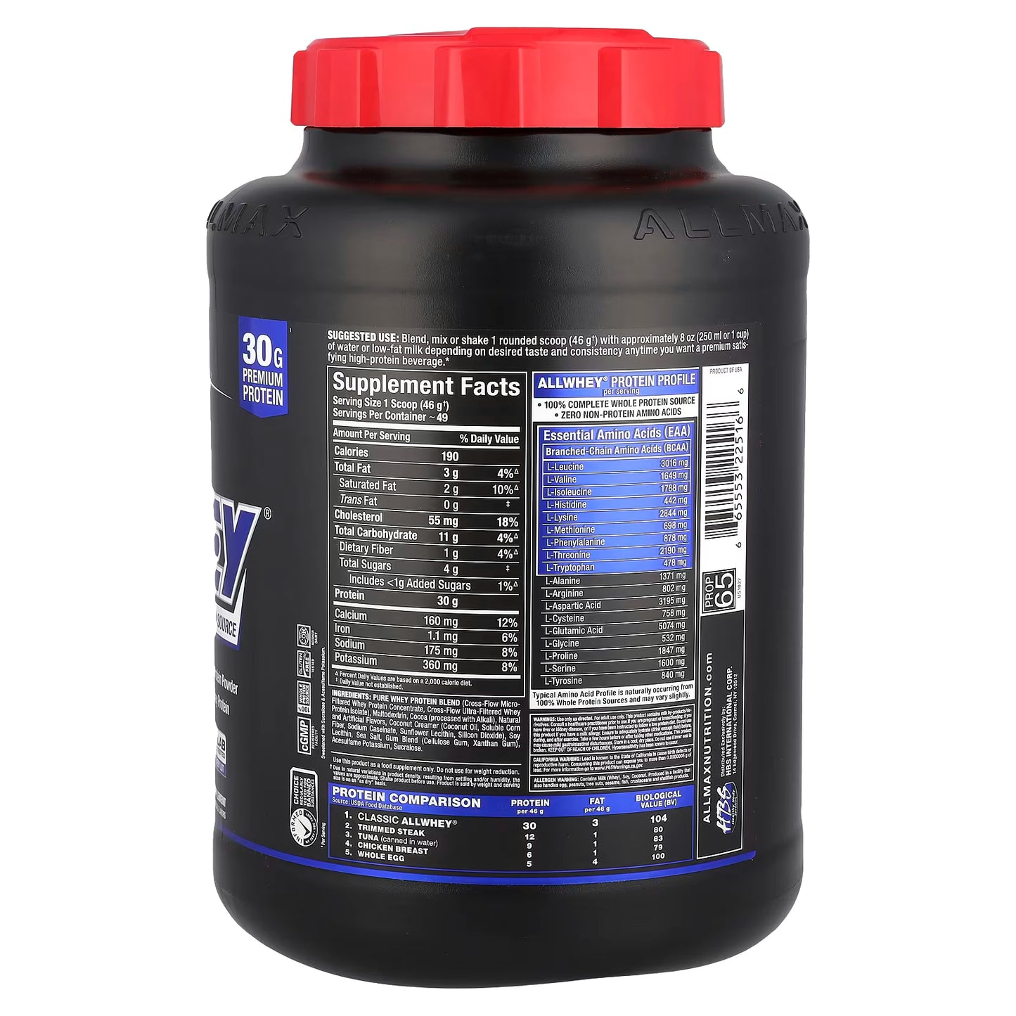 AllMax Nutrition Classic AllWhey Protein - 5LB - 49 Servings / Chocolate