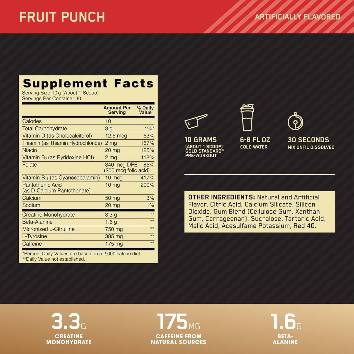 Gold Standard Pre Workout - 30 Servings / Fruit Punch